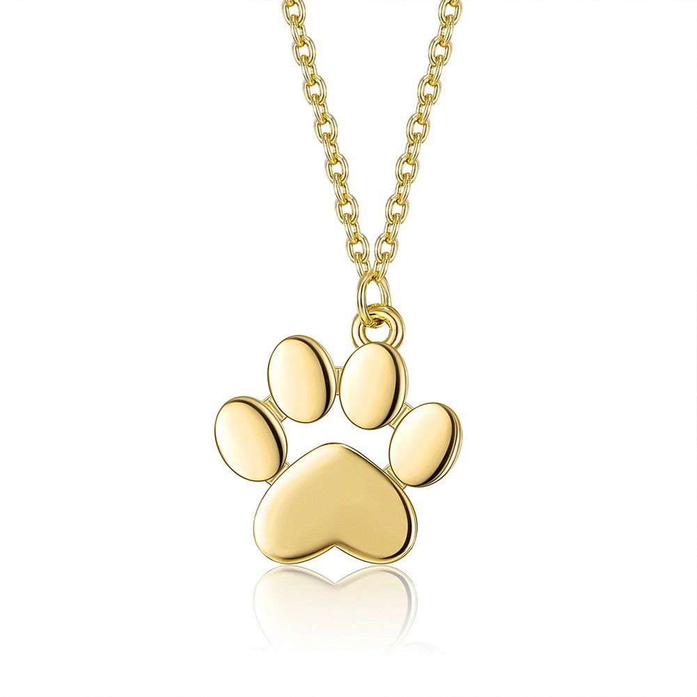 Sterling Silver Necklace Cute Pet Imprint Pendant Necklace