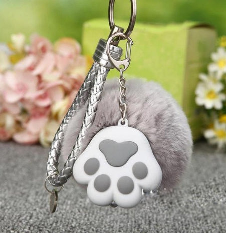 Cute Cat Paw Plush Keychain