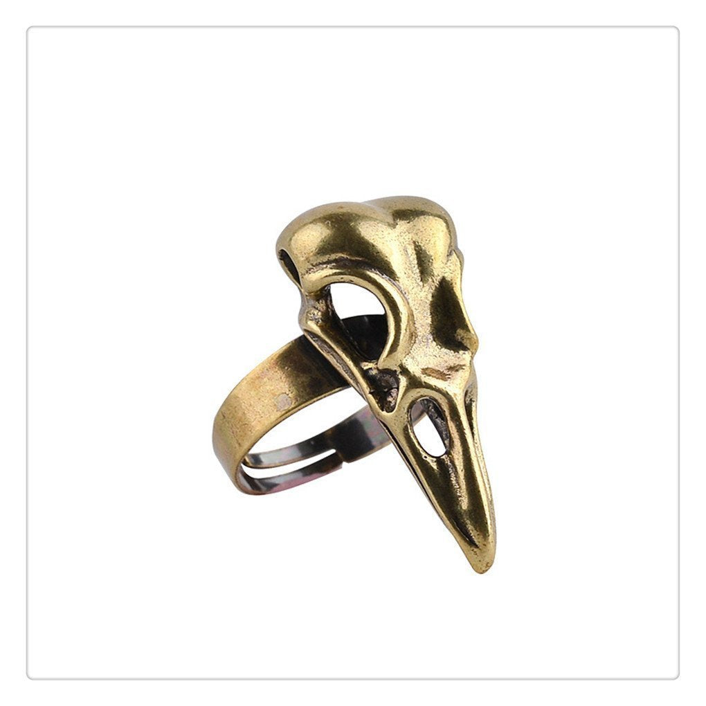 Bird skull ring crow bird head ring
