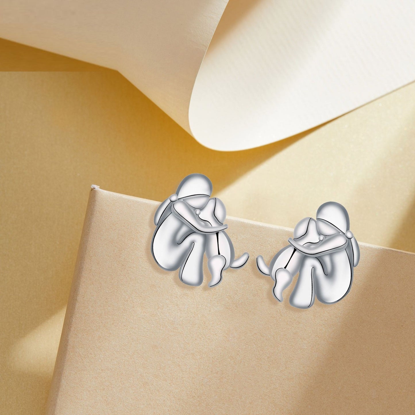 Girl And Dog Ear Studs Women's Light Luxury Minority High Sense