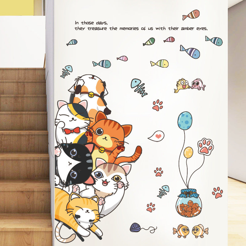Cat Jiaraohan Children's Room Bedroom Decorative Door Sticker