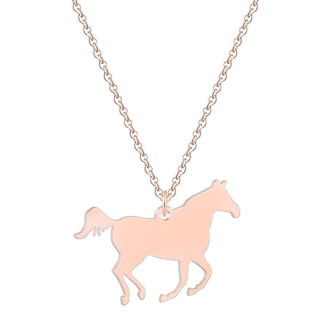 Animal stainless steel horse zodiac pendant necklace