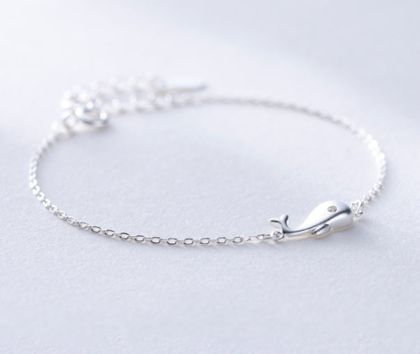 Whale sterling silver bracelet female Korean version of the simple birthday gift 925 bracelet