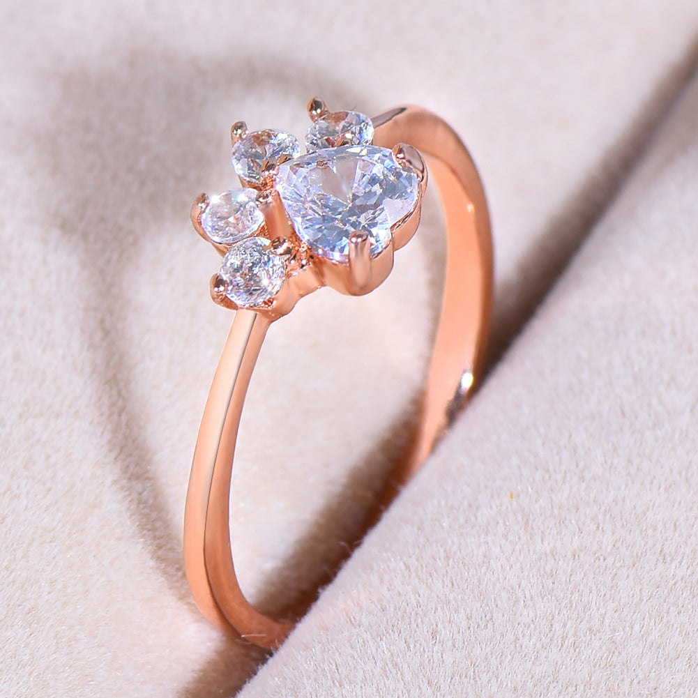 Small paw footprint ring