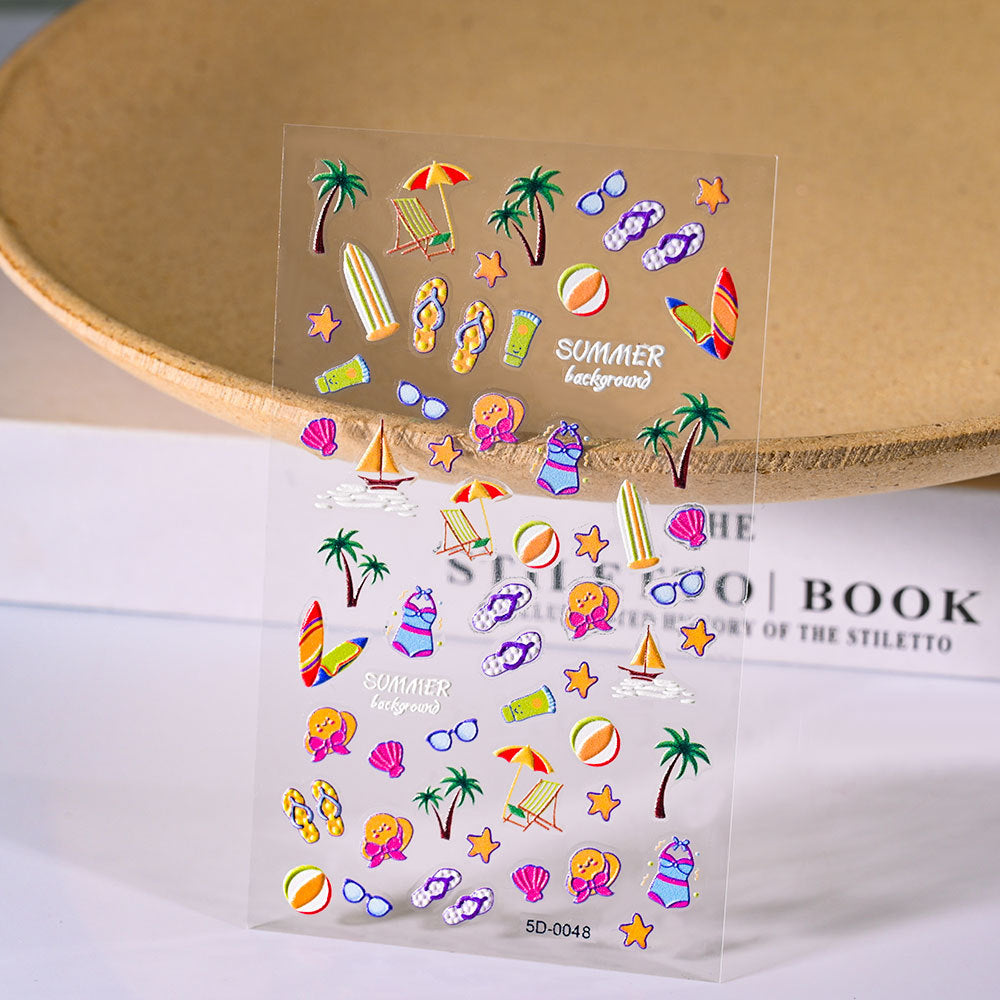 3D Ocean Wind 5D Relief Nail Sticker