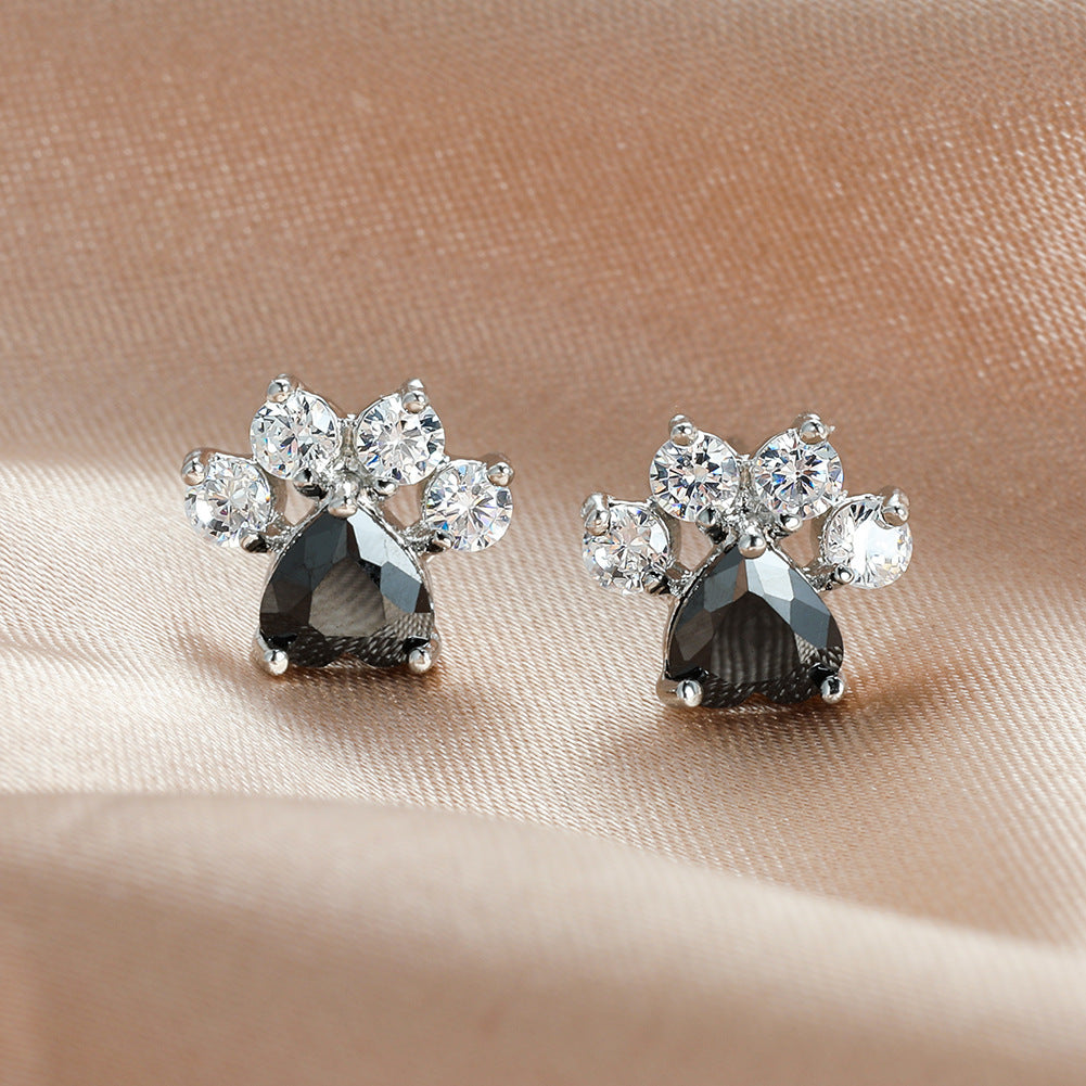 Fashion Cat Footprints  Crystal Earrings For Women