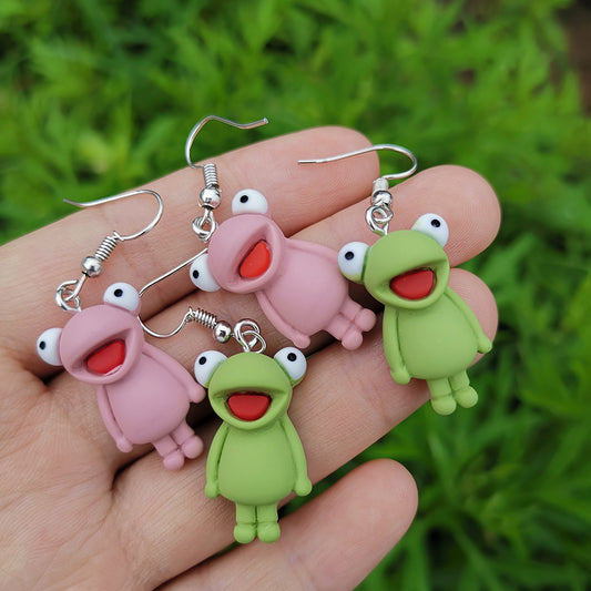 Resin Frog Animal Earrings