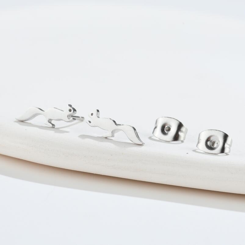Big Tail Fox Running Animal Stud Earrings