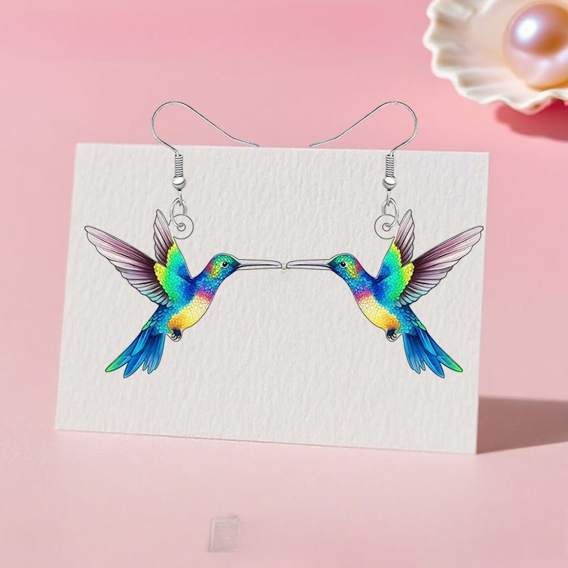 Colorful Hummingbird Series Necklace Earring Jewelry Set