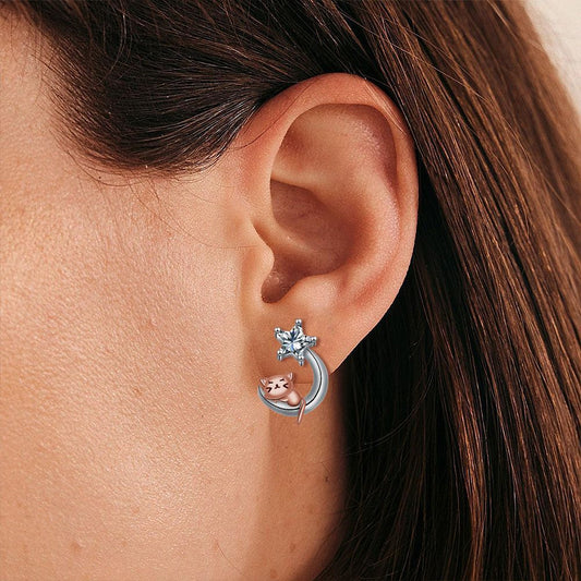 Cute Cat Ear Studs On The Moon