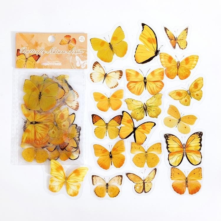 PET Sticker Bag Butterfly Nature Series Fresh And Retro Notebook Material Decoration Stickers