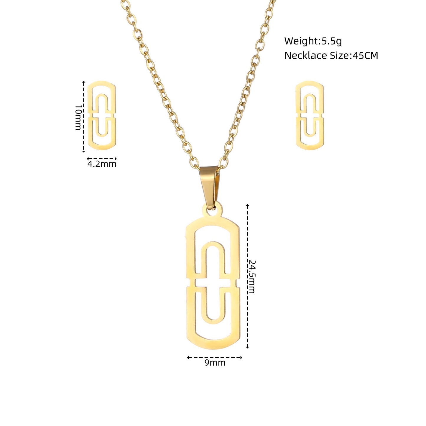 European And American New Dragonfly Pendant Stainless Steel Necklace And Earring Suit