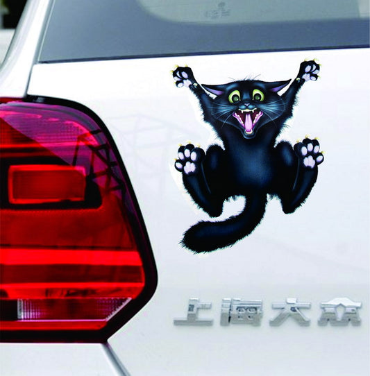 Car Black Cat Climbing Window Glass Cat Personality Decal Paper Hit The Cat Tail Special Decoration Paw Cat Sticker R685
