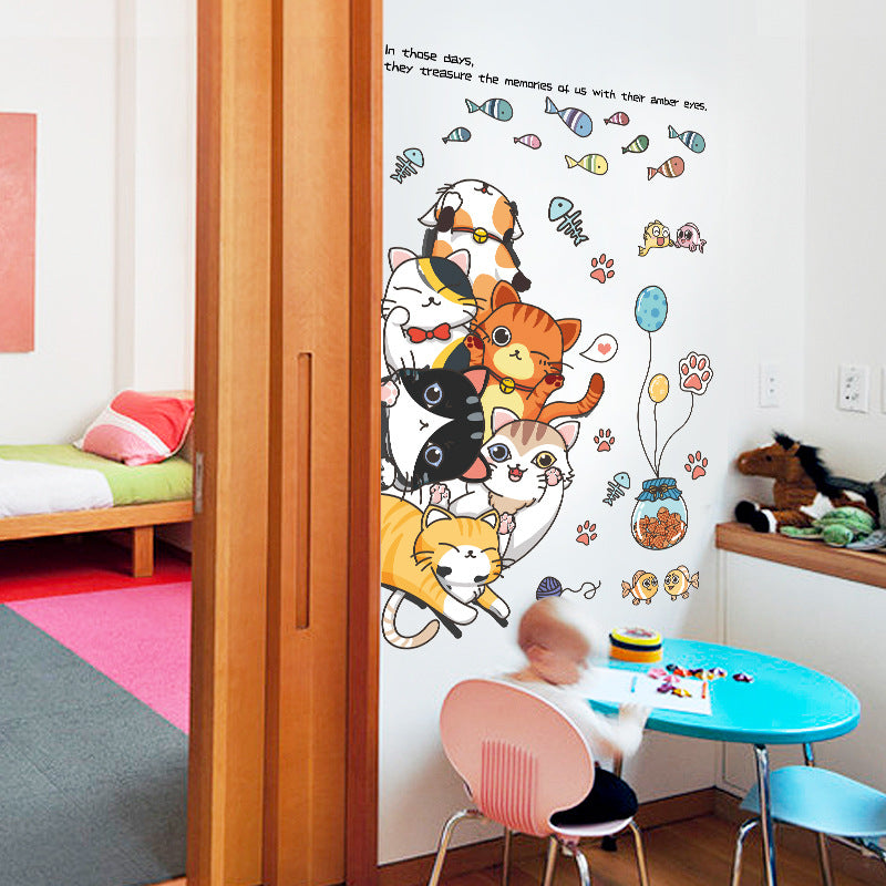 Cat Jiaraohan Children's Room Bedroom Decorative Door Sticker