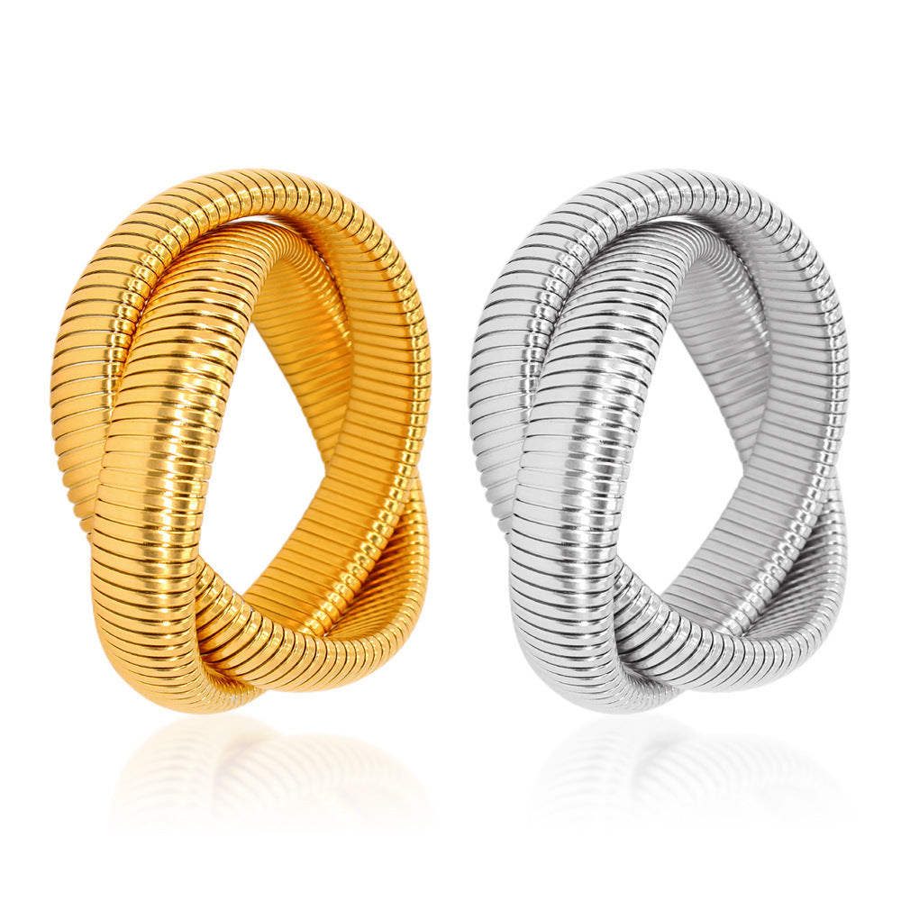 Stainless Steel Elastic Double Ring Bracelet Snake-shaped Titanium