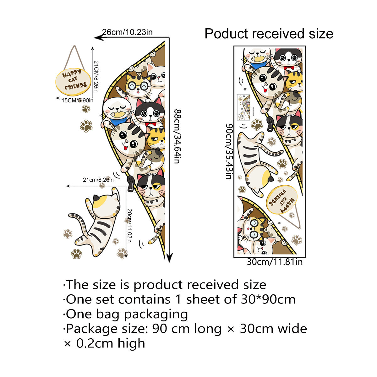 Cartoon Animal Naughty Kitten Decorative Wall Sticker