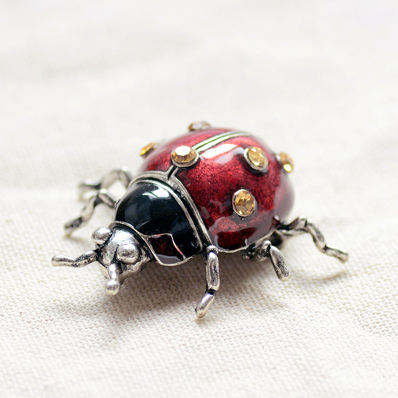 Retro Temperament Glaze Ladybug Brooch