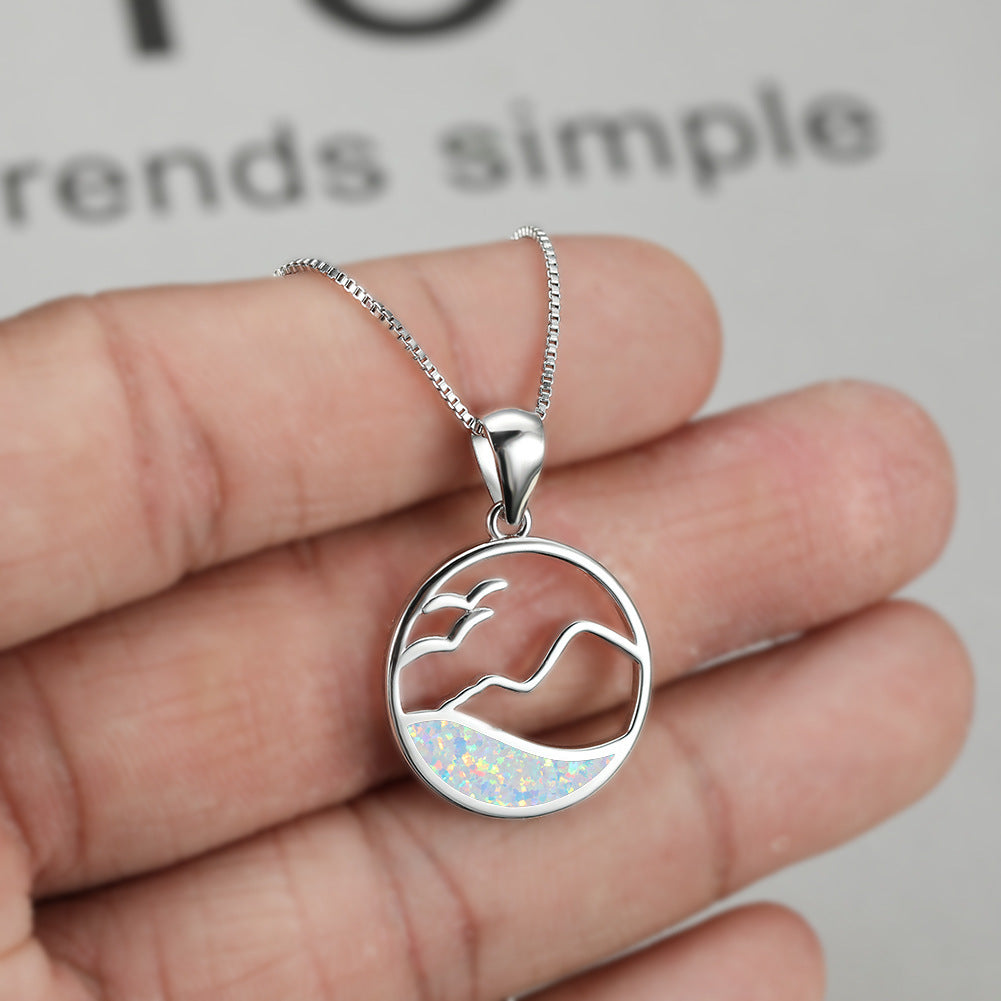 Creative Jewelry Rose Gold Opal Sea Wave Necklace