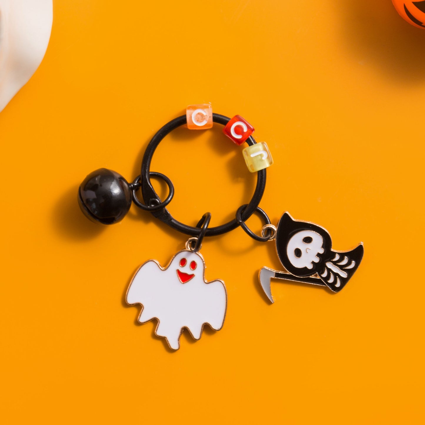 Ghost Kid Pumpkin Witch Hat Keychain Alloy