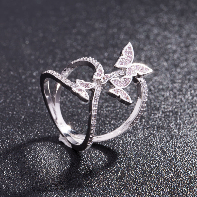 Butterfly split calf ring wedding ring