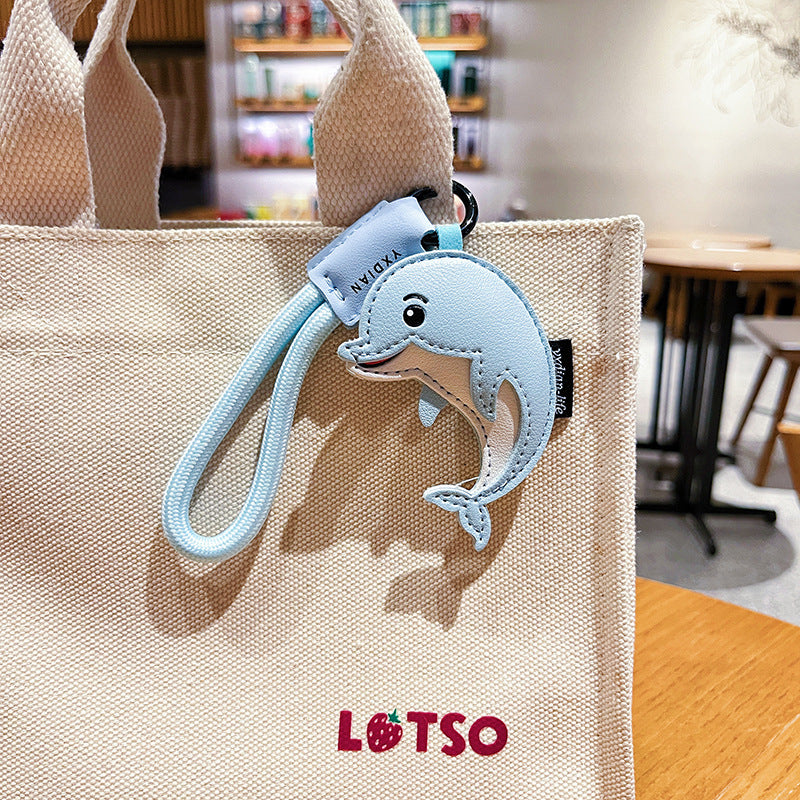 Original Marine Animal Leather Dolphin Keychain