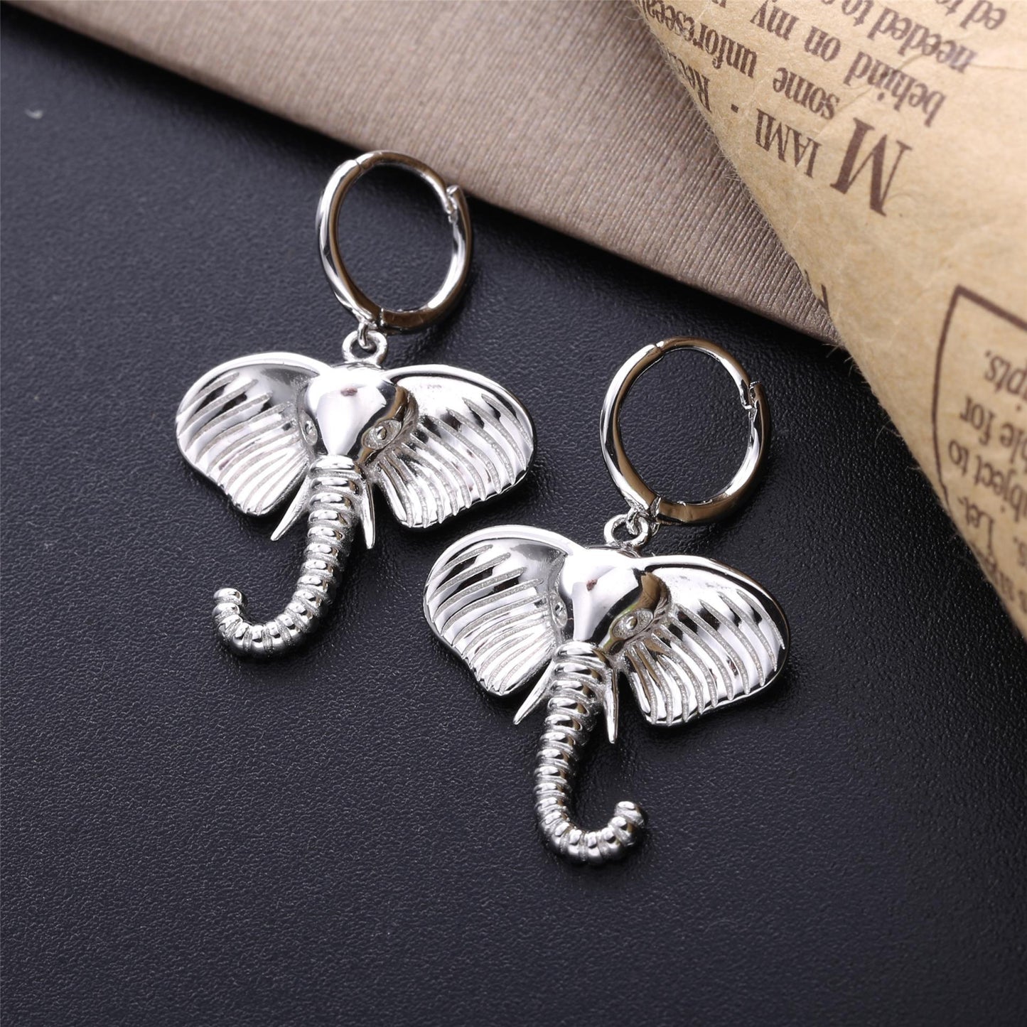 S925 Sterling Silver Cute Elephant Animal Earrings