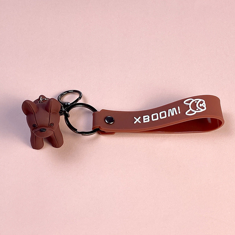 Creative Cartoon Keychain Cute Bulldog Headphone Case Couple Backpack School Bag Pendant