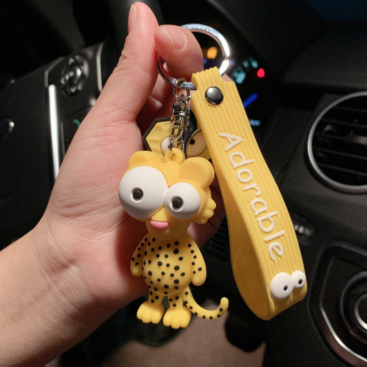 new ugly cute big eye bull keychain cute elephant key chain silicone cartoon animal keyring bag pendant pendant