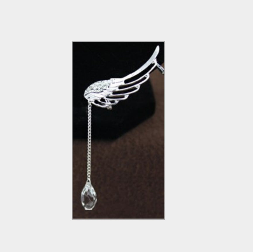 Long micro inlaid diamond earring clip