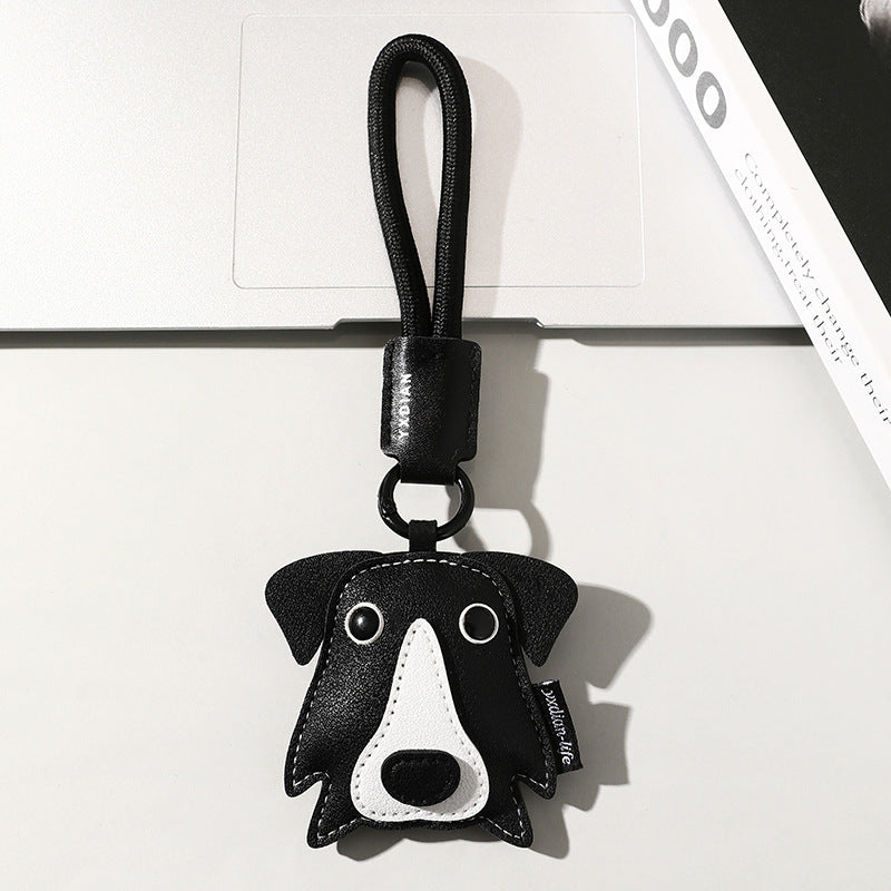 Cute Leather Puppy Kitten Simple Cartoon Car Keychain Pendant