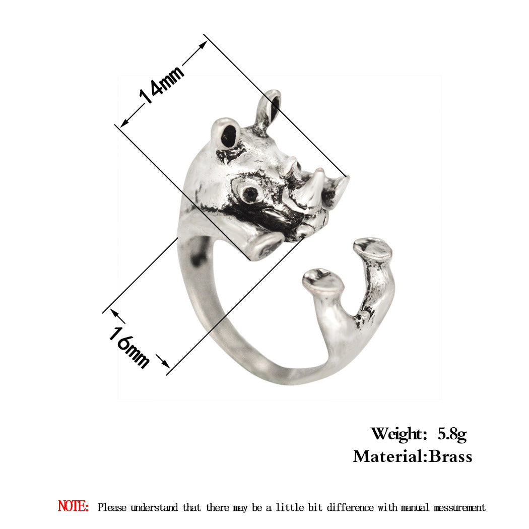 Animal Large Rhino Adjustable Ring