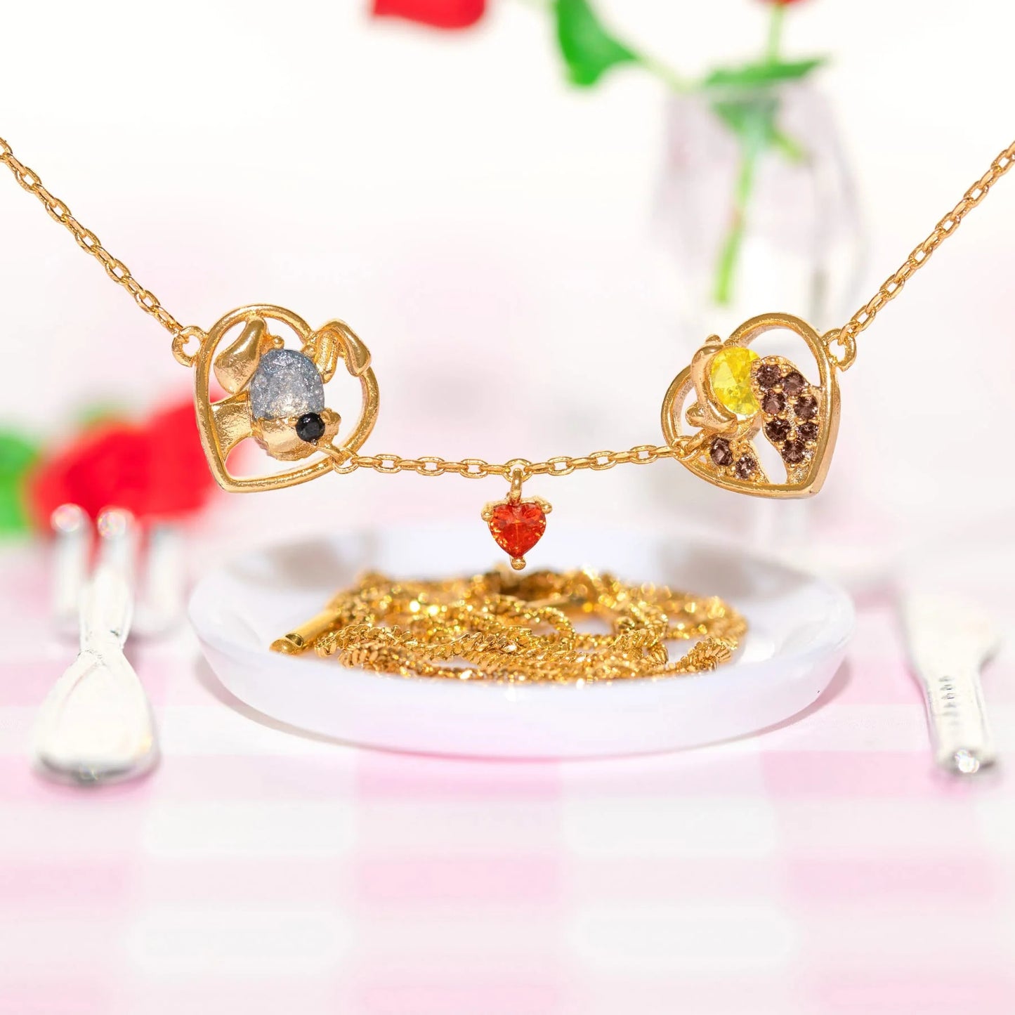 Cartoon Dog Couple Heart-shaped Pendant Bracelet