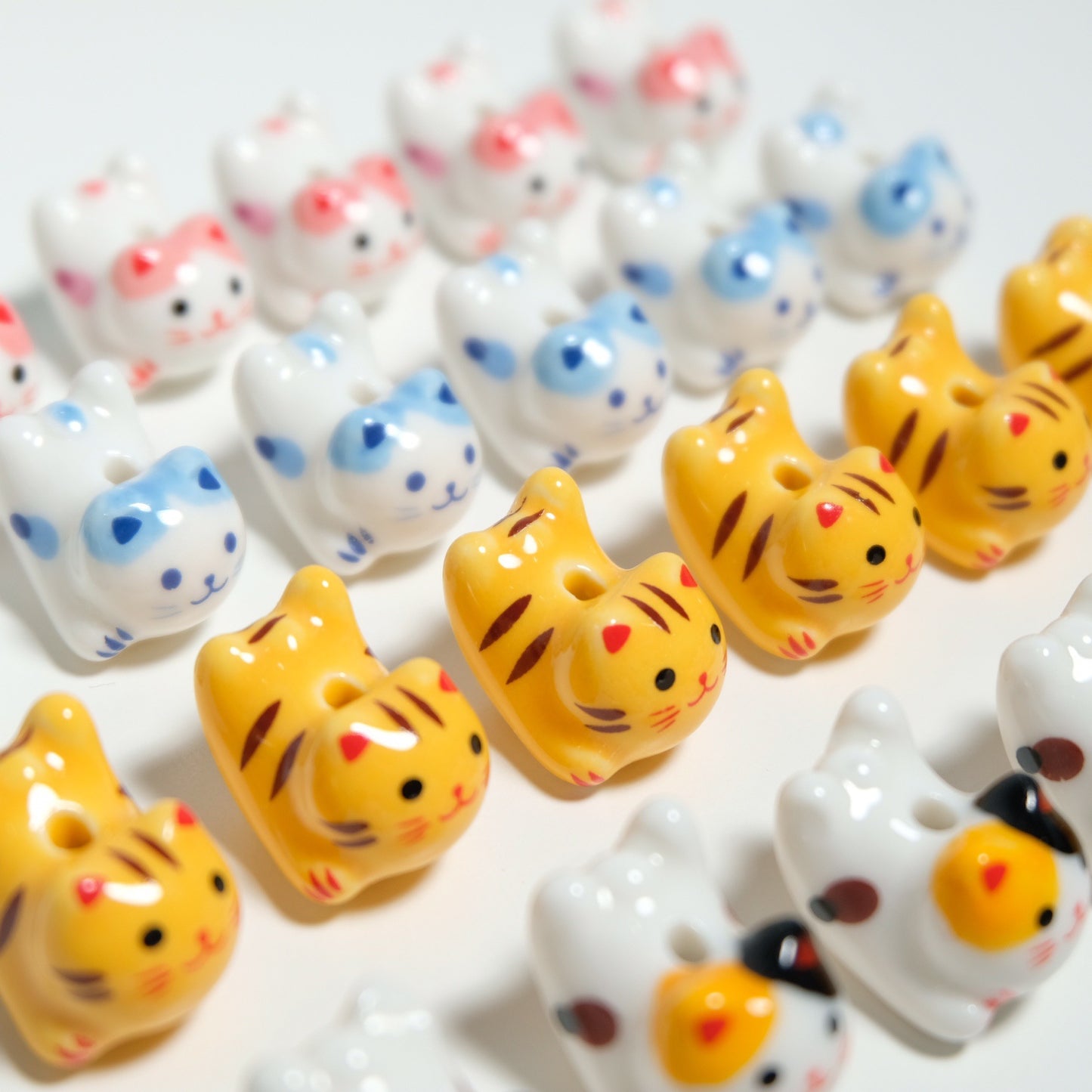 Cute Cat Beaded Wind Chimes Bracelet Necklace Handmade Lying Cute Cute Animal Ceramic Ornament