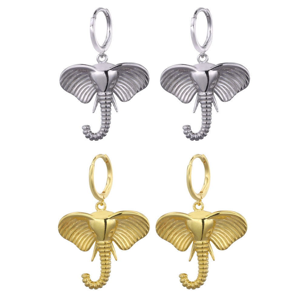 S925 Sterling Silver Cute Elephant Animal Earrings