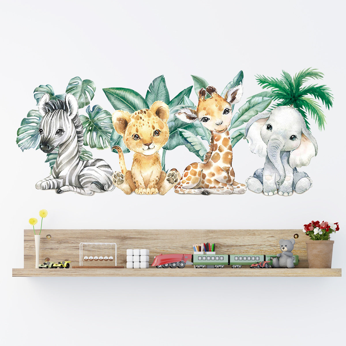Cartoon Cute Animal Lion Elephant Giraffe Sticker