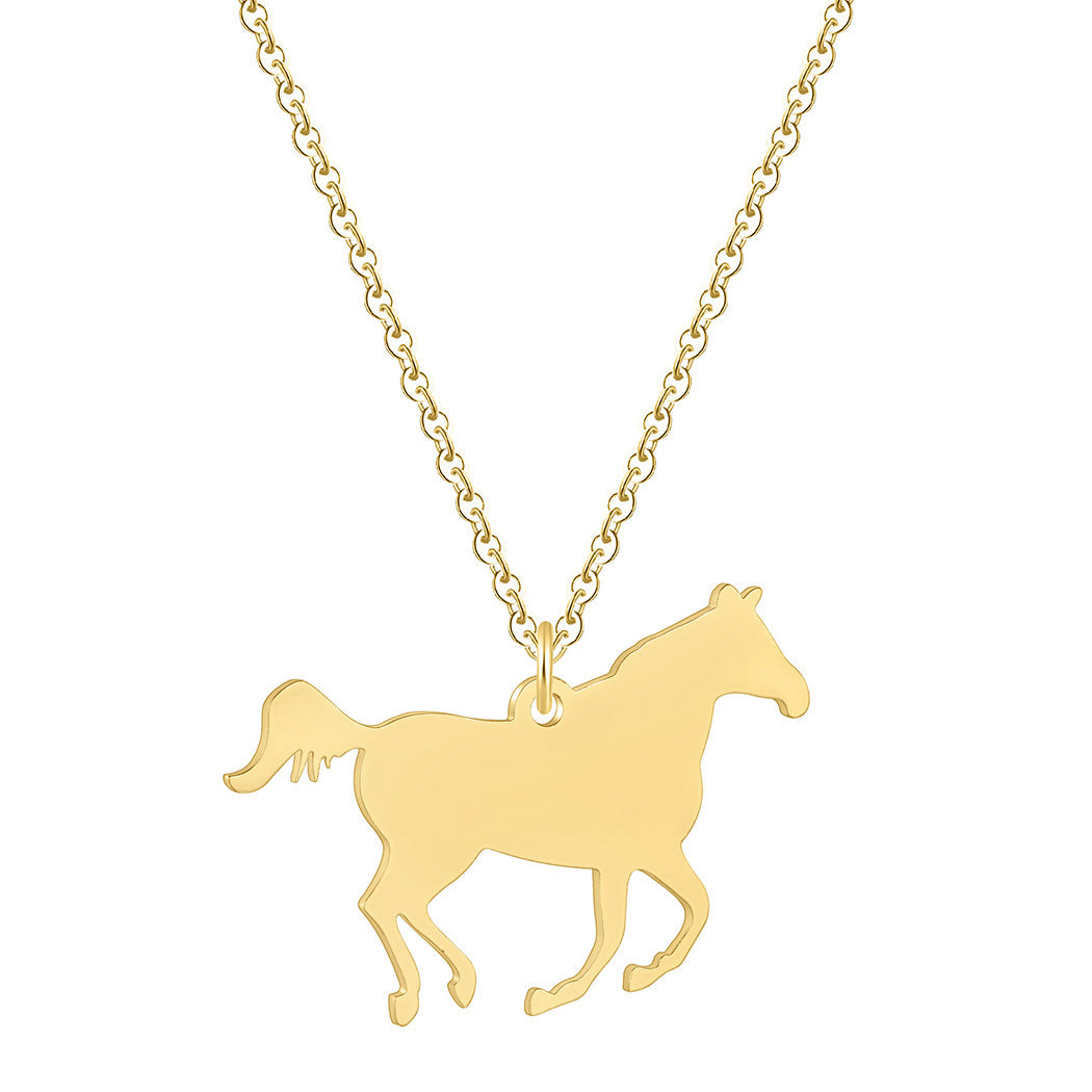 Animal stainless steel horse zodiac pendant necklace