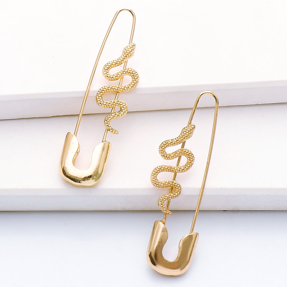 Pin-Style Earrings Golden Animal Female