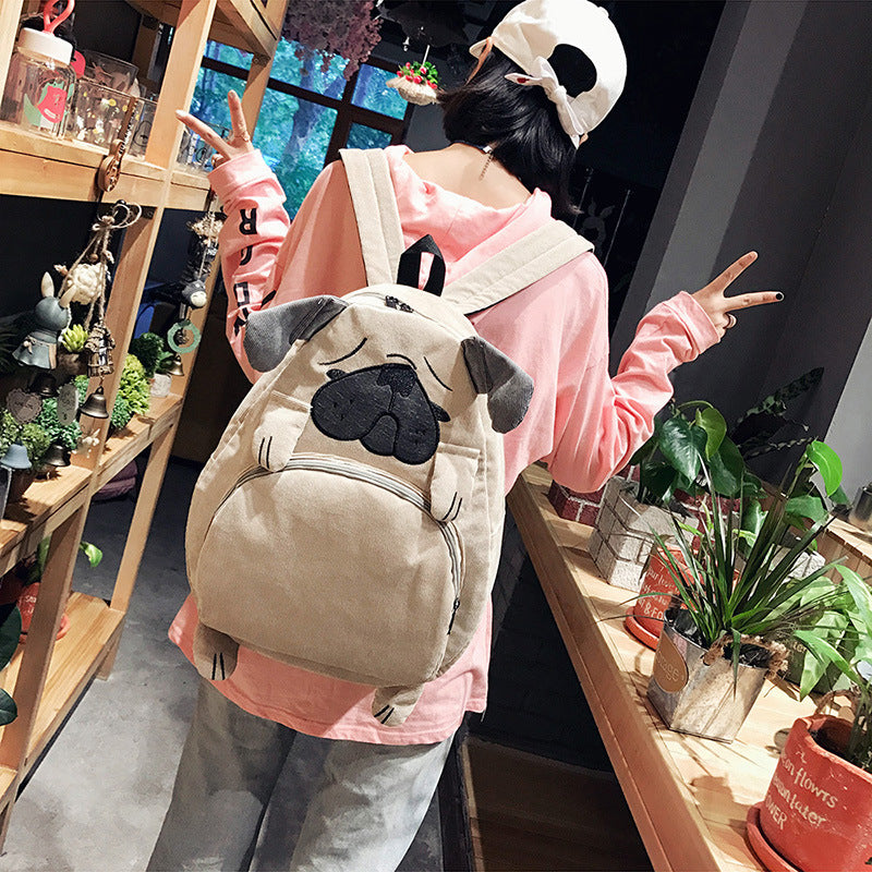 Cartoon animal corduroy backpack