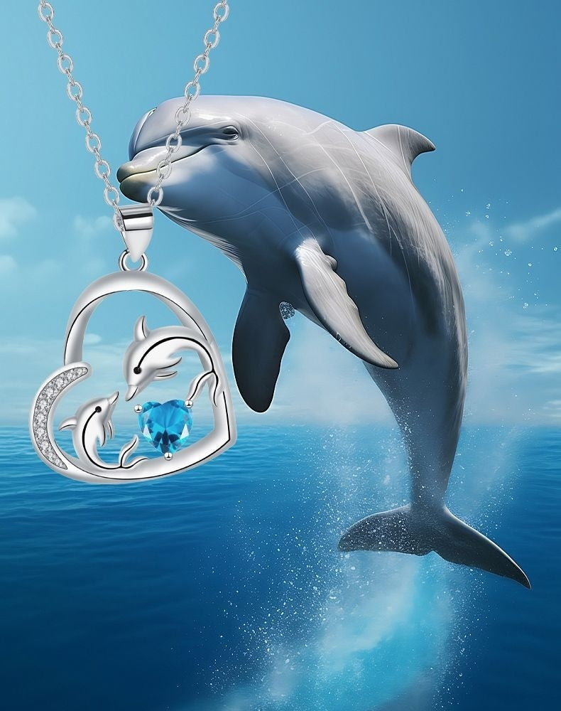 Dolphin Affectionate Eye-to-eye Pendant Necklace Women's Jewelry Ornament