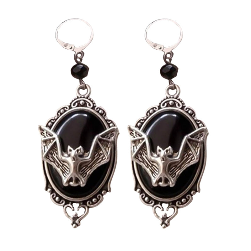Personality animal bat black gem Earrings