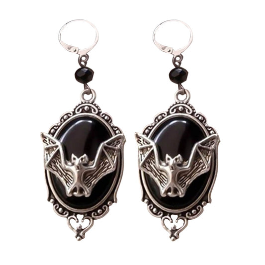 Personality animal bat black gem Earrings