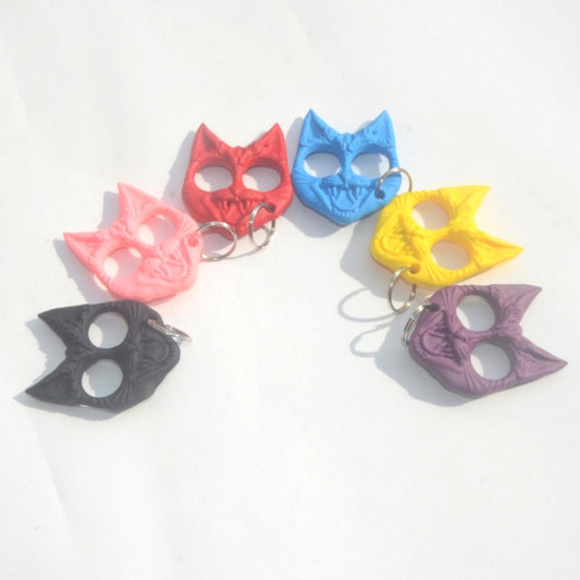 Black Cat Head Keychain Plastic