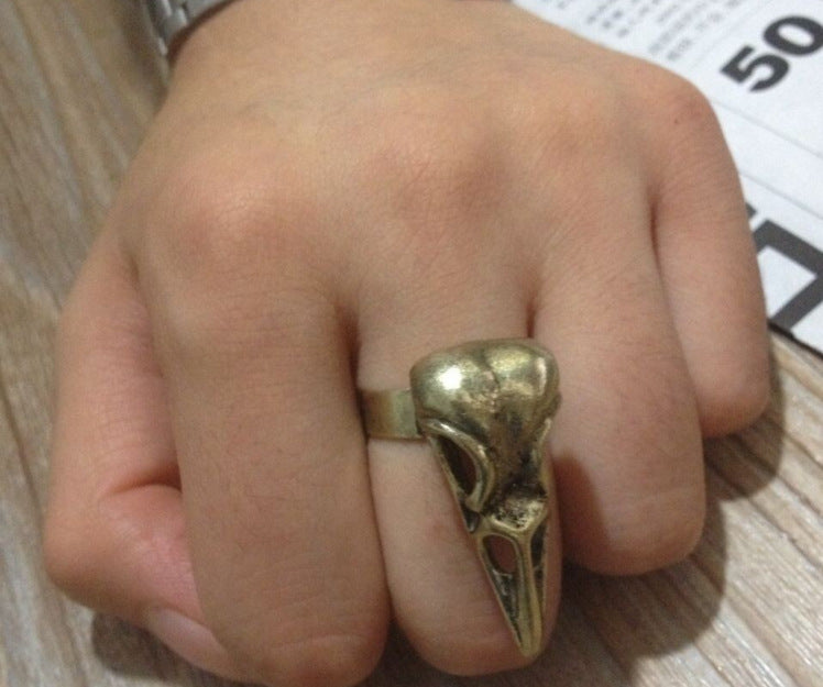 Bird skull ring crow bird head ring