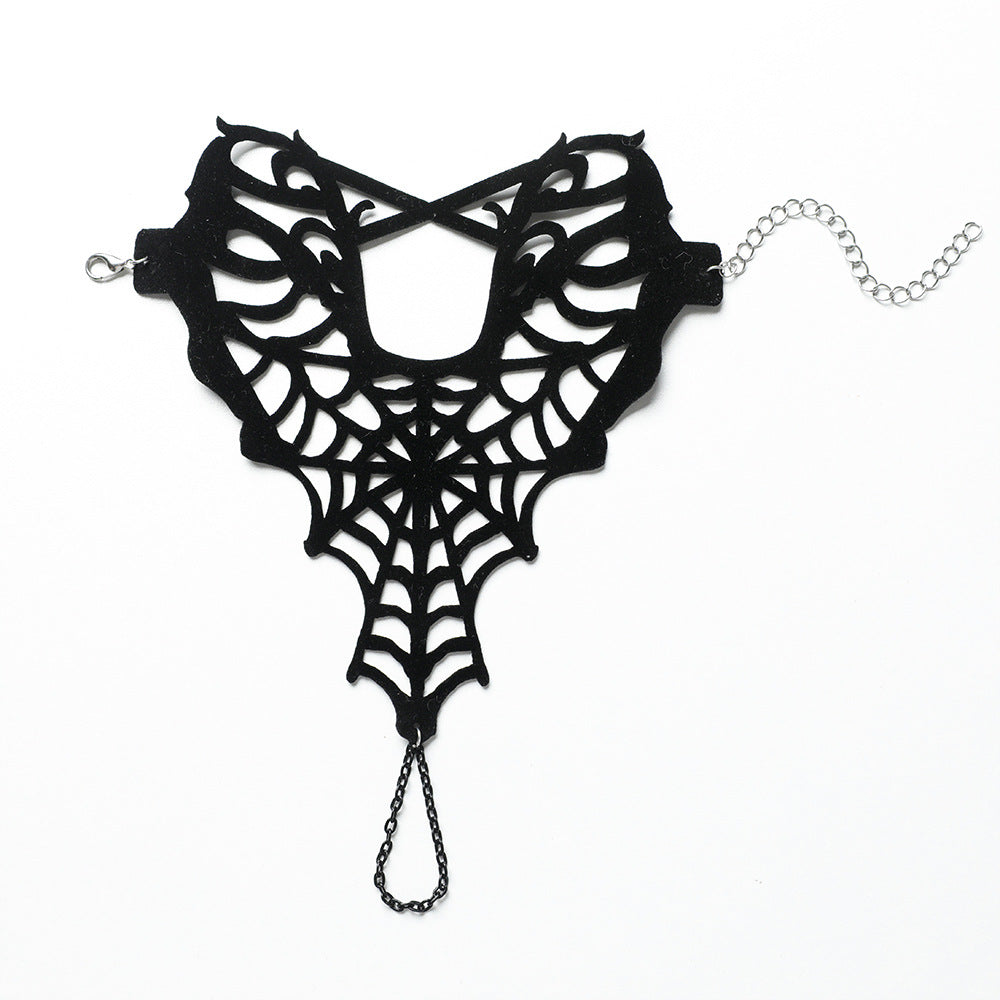 Dark Style Hollow Spider Web Finger Chain
