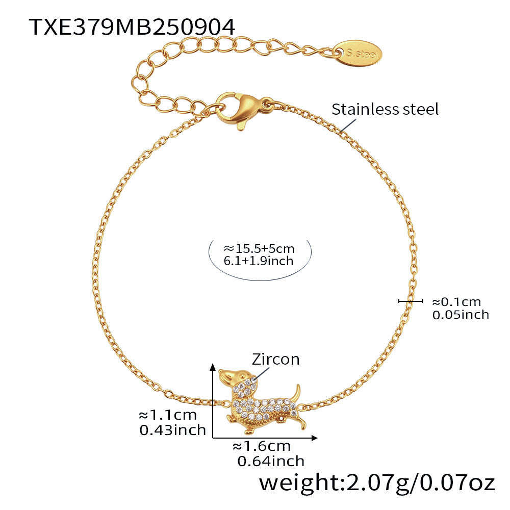 Creative Stainless Steel Full Zirconium Chinese Zodiac Dog Bracelet