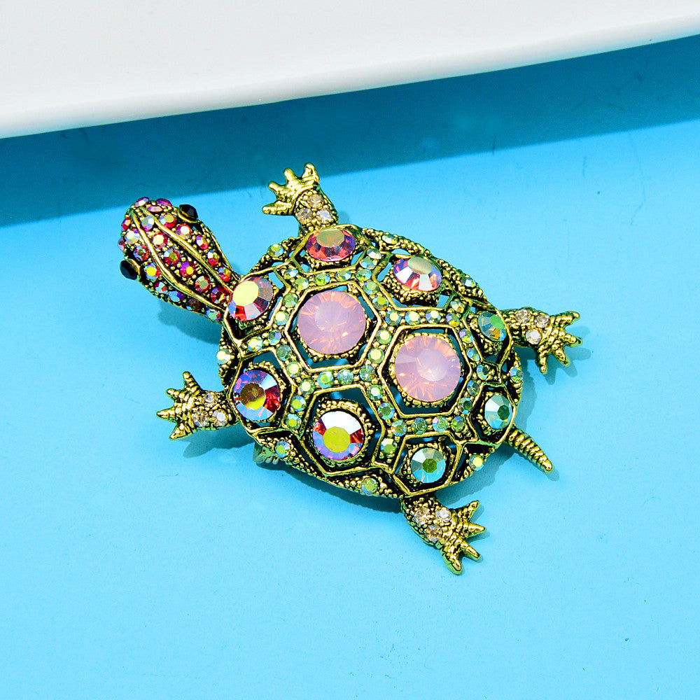 Diamond-embedded Fashion Retro Turtle Brooch Cute Animal Corsage