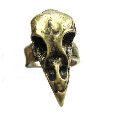 Bird skull ring crow bird head ring