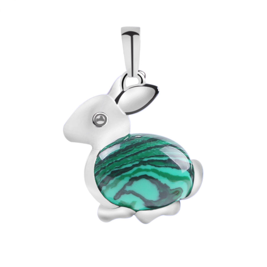 Crystal Jewelry Rabbit Natural Stone Pendant Necklace