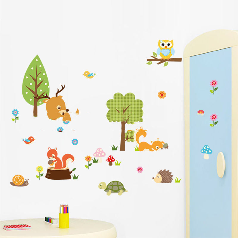 Trumpet Kids Animal Train Cartoon Wall Sticker