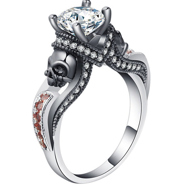 Hainon Women's Skull Ring European and American Punk style Motor Biker Men Party Ring Birthday stone skull men's jewelry Rings